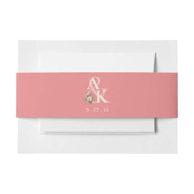 Tropical Plumeria & Flamingo Lily Belly Band Invitation Belly Band (Front Example)