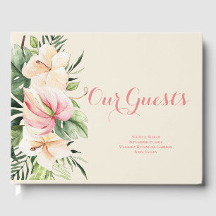 Tropical Plumeria & Flamingo Lily Floral Guest Boo Book