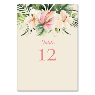 Tropical Plumeria & Flamingo Lily Table Card