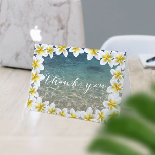 Tropical Plumeria Floral Frame Beach Thank You