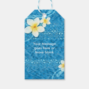 Tropical Plumeria Flower Blue Summer Party Favour Gift Tags