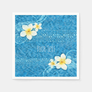 Tropical Plumeria Flower Blue Summer Party Napkin