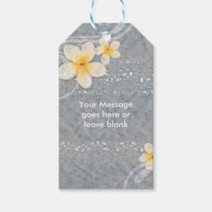 Tropical Plumeria Flower Grey Yellow Summer Party Gift Tags