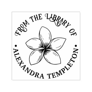 Tropical Plumeria Flower Library Book Name Self-inking Stamp