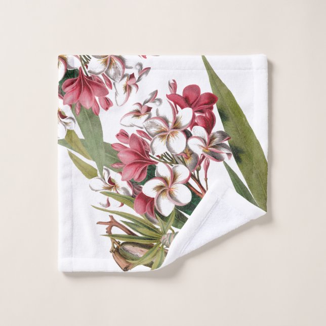 Tropical Plumeria Flowers Bath Towel Set (Wash Cloth)