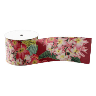 Tropical Plumeria Flowers Floral Satin Ribbon Grosgrain Ribbon