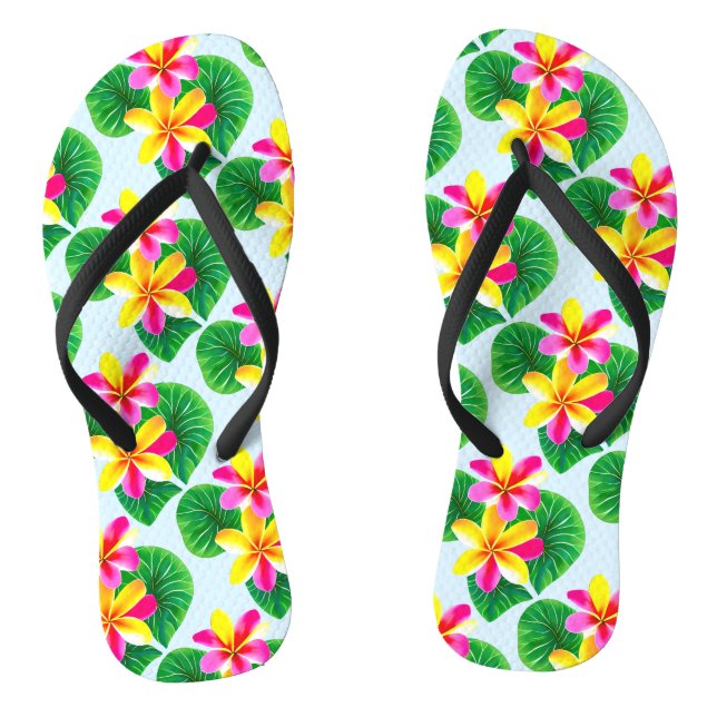 Tropical Plumeria Flowers Thongs (Footbed)