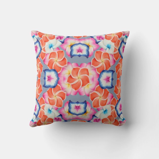Tropical Plumeria Flowers X Pattern  Cushion (Back)
