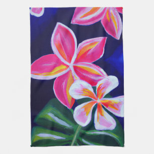 Tropical Plumeria frangipani kitchen decor towel