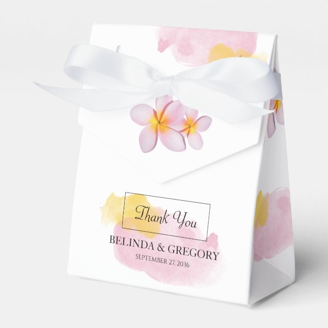 Tropical Plumeria Frangipani Wedding Favour Box (Front Side)