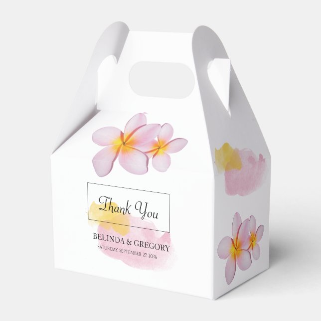 Tropical Plumeria Frangipani Wedding Favour Box (Front Side)