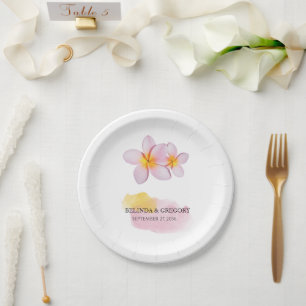 Tropical Plumeria Frangipani Wedding   Paper Plate