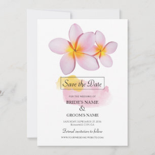 Tropical Plumeria Frangipani Wedding Save The Date