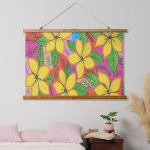 Tropical Plumeria Garden Hanging Tapestry