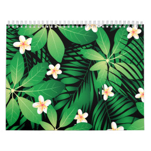 Tropical plumeria lush forest calendar