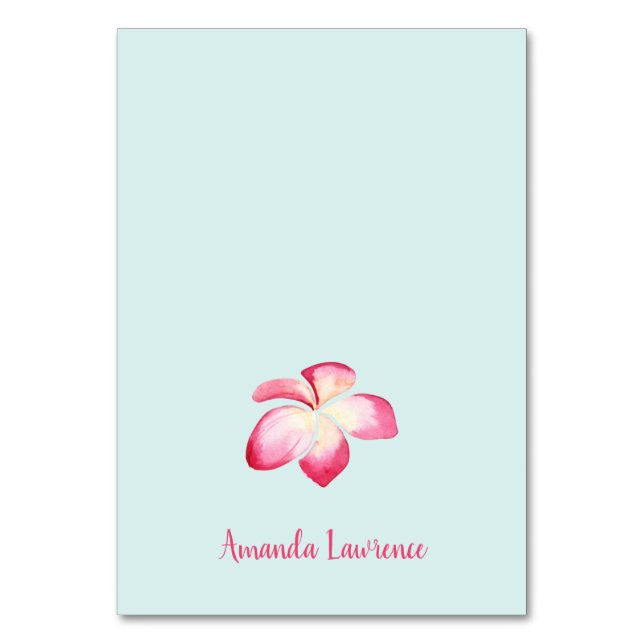 Tropical Plumeria Personalised Place Cards (Front)