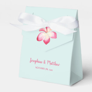 Tropical Plumeria Pink Watercolor Wedding Favour Box