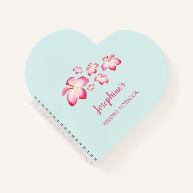 Tropical Plumeria Pink Wedding Notebook (Front)