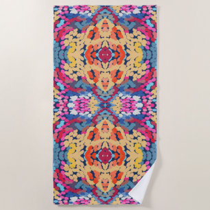 Tropical Plumeria Spotted Flowers Tile Pattern Beach Towel