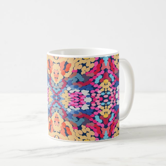 Tropical Plumeria Spotted Flowers Tile Pattern  Coffee Mug (Front Right)