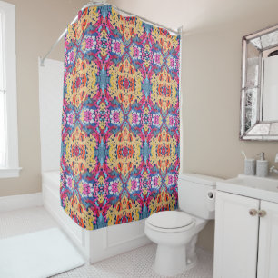 Tropical Plumeria Spotted Flowers Tile Pattern  Shower Curtain
