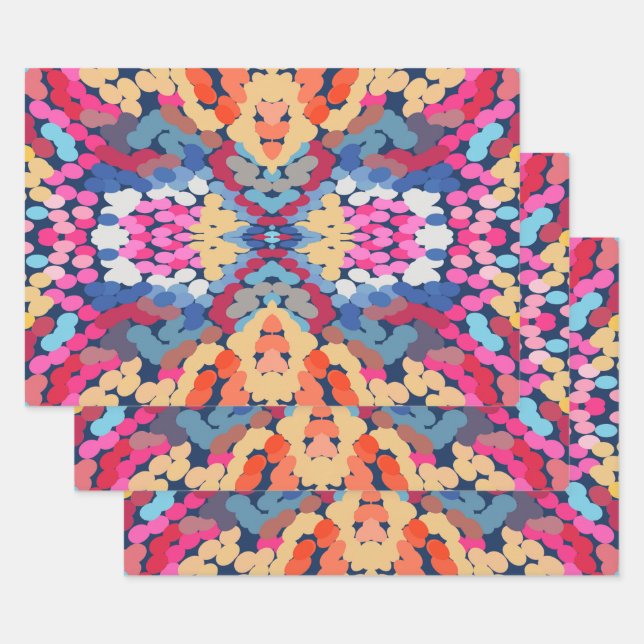 Tropical Plumeria Spotted Flowers Tile Pattern  Wrapping Paper Sheet (Set)