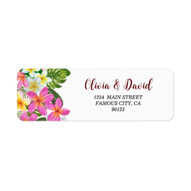 Tropical Plumeria Temple Tree Address Label Return Address Label (Front)