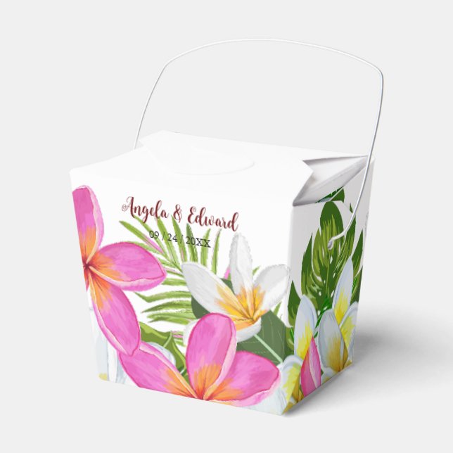 Tropical Plumeria Temple Tree Wedding Favour Box (Front Side)
