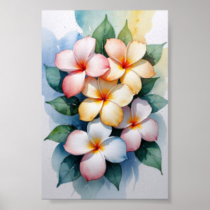 Tropical Plumeria Watercolor Harmony Poster