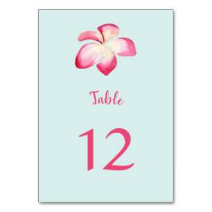 Tropical Plumeria Watercolor Table Number Cards