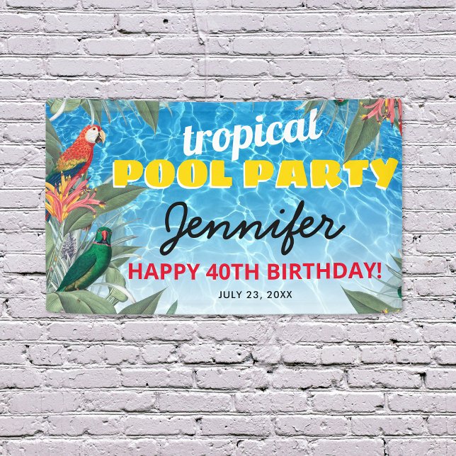 Tropical Pool Birthday Party Banner (Creator Uploaded)