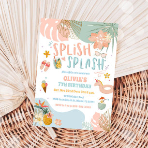 Tropical Pool Birthday Party Invitation