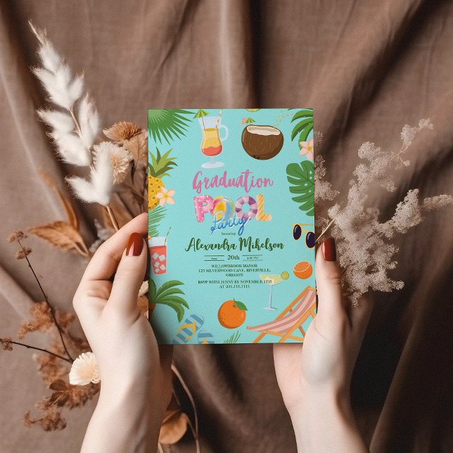Tropical Pool Graduation Party Invitation (Creator Uploaded)