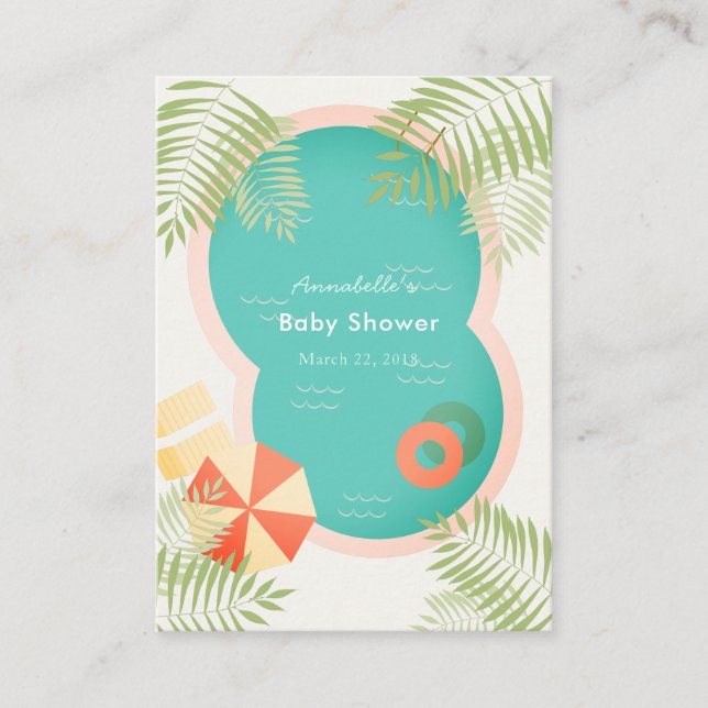 Tropical Pool Party Aloha Baby Shower Advice Card (Front)