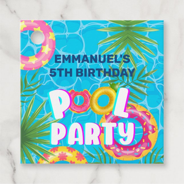 Tropical Pool Party Birthday  Favour Tags (Front)