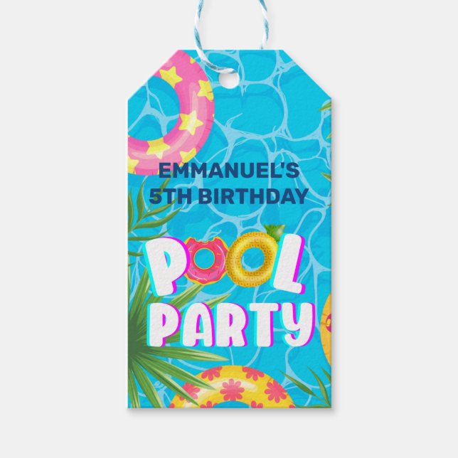 Tropical Pool Party | Birthday Gift Tags (Front)