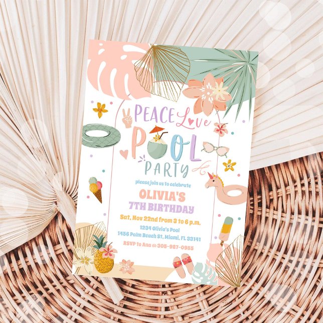 Tropical Pool Party Birthday Invitation (Creator Uploaded)