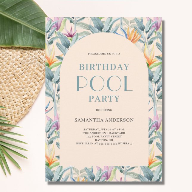 Tropical Pool Party Birthday  Invitation (Creator Uploaded)