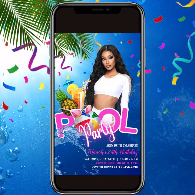 Tropical Pool Party Birthday Invitation Flyer (Creator Uploaded)