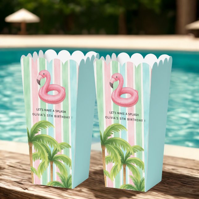 Tropical Pool Party Favour Box | Flamingo & Stripe (Creator Uploaded)