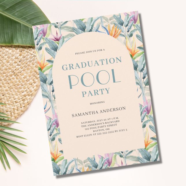 Tropical Pool Party Graduation  Invitation (Creator Uploaded)