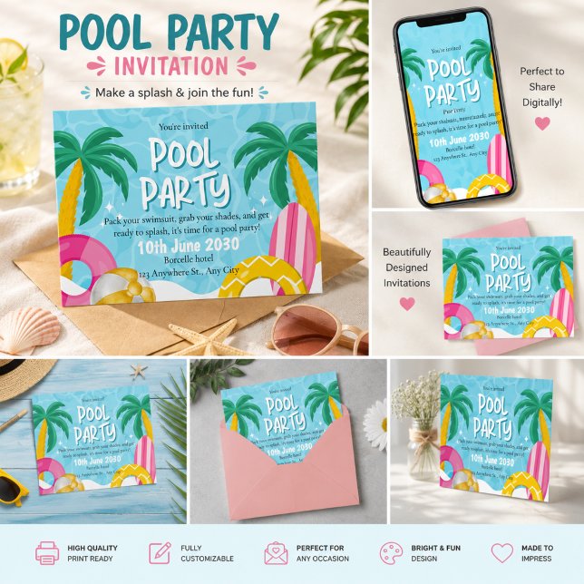 Tropical Pool Party Invitation (Creator Uploaded)