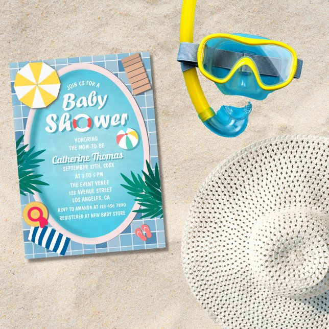 Tropical Pool Party Summer Baby Shower Invitation (Creator Uploaded)