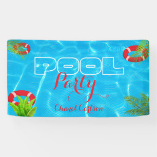 Tropical Pool Party Summer Birthday Banner