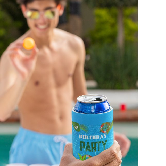 Tropical Pool Party | Summer Birthday  Can Cooler (Creator Uploaded)