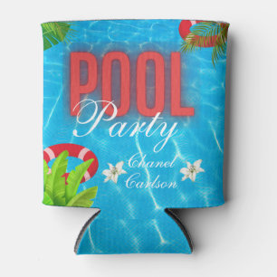 Tropical Pool Party Summer Birthday Can Cooler