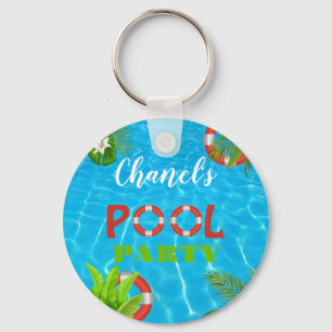 Tropical Pool Party   Summer Birthday  Key Ring