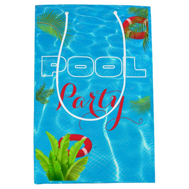 Tropical Pool Party | Summer Birthday Medium Gift Bag (Front)