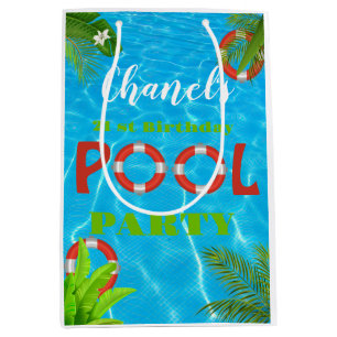 Tropical Pool Party Summer Birthday Medium Gift Bag