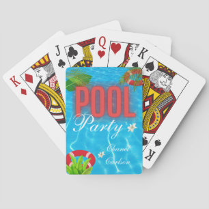 Tropical Pool Party Summer Birthday Playing Cards